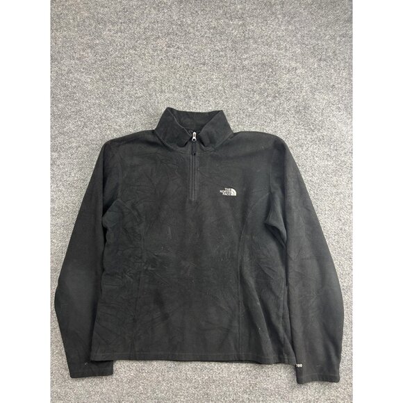 North Face Sweater Womens Large Black TKA 100 Fleece Quarter Zip Pullover - Picture 1 of 9